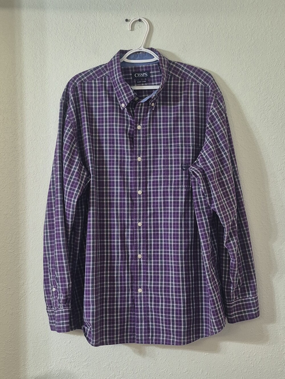 Chaps Purple Plaid Long-Sleeve Button-Down Shirt